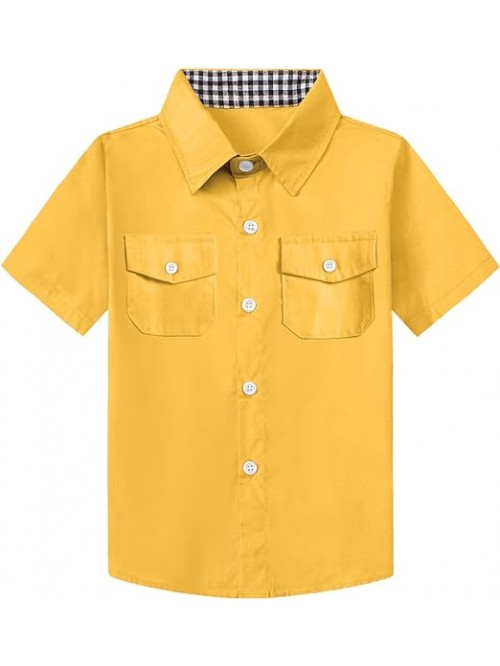 Boys and Mens Casual Short Sleeve Button Down Shir...