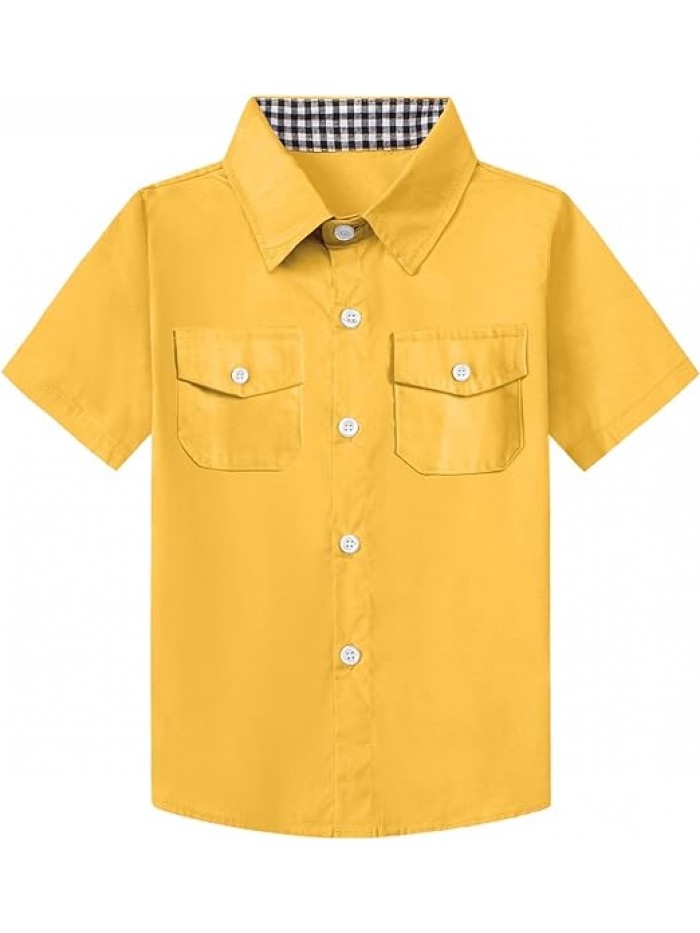 Boys and Mens Casual Short Sleeve Button Down Shirts, US 12 Months - Adult 2XL