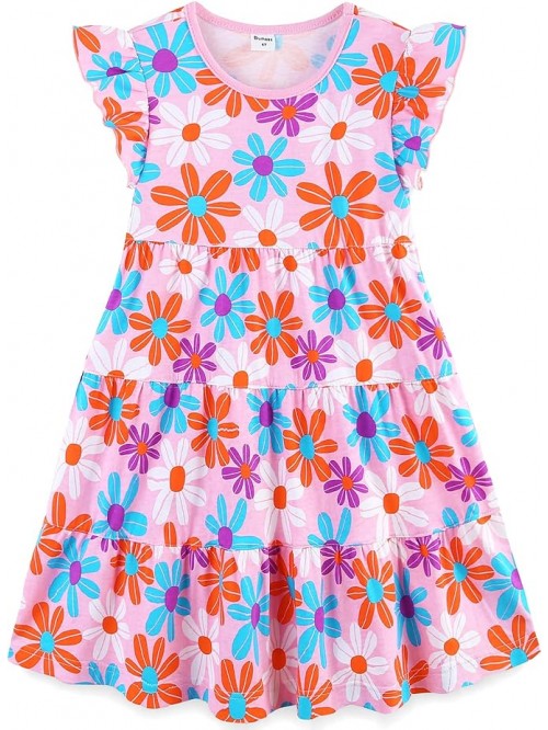 Girl's Summer Dresses Cotton Ruffle Sleeve Tiered ...